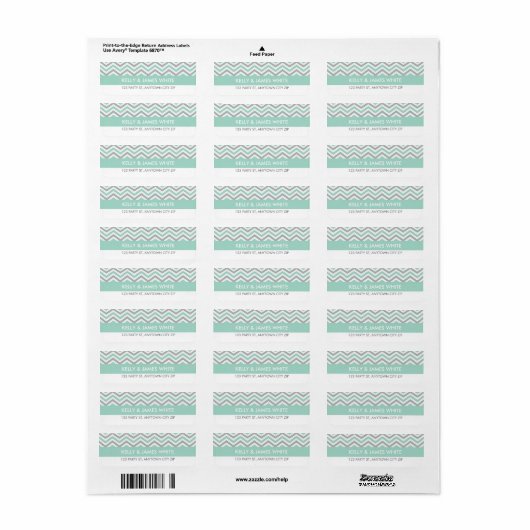RETOURADRES LABELS: chevron streep pastel mint Etiket (Full Sheet)