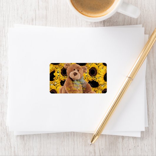 Retouradres Labels Sunflower Teddy Bear (Insitu)