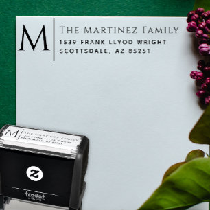 Retouradres legant familiemonogram Gepersonaliseer Zelfinktende Stempel