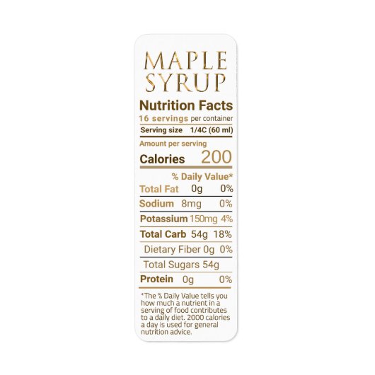 Retouradres Maple Syrup Nutrip Gold Gradiënt Etiket (Voorkant)