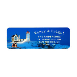 Retouradres Merry and Bright Nubble Lighthouse Etiket