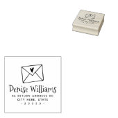 Retouradres met briefenvelop en hart 	rubberstempel (Gestempeld)