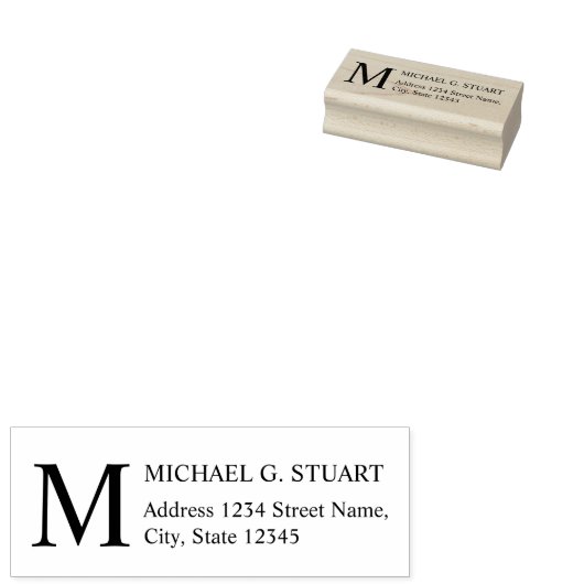 Retouradres met monogram rubberstempel (Gestempeld)