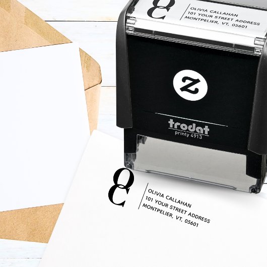Retouradres Modern Minimalistisch Script Monogram Zelfinktende Stempel