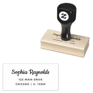 Retouradres Modern Minimalistisch Script Naam Hout Rubberstempel