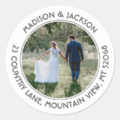 Retouradres Modern White Photo Wedding Labels (Voorkant)