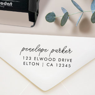 Retouradres Moderne minimale elegant script Zelfinktende Stempel