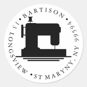 retouradres naaien Handgemaakte bedrijfsnaam Class Ronde Sticker