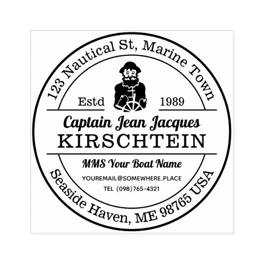 Retouradres Oud Bearded Zee Kapitein Boot Helm Rubberstempel (Afrduk)