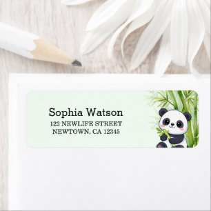 Retouradres Panda Beer Bamboe Baby Shower Etiket