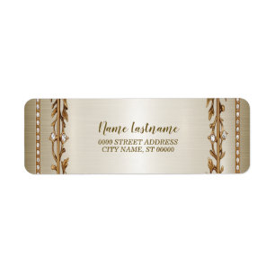 Retouradres Party Gold  rechthoek Dimond Etiket