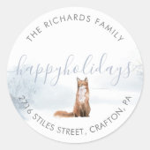 Retouradres Prettig Kerstfeest Wintervos Ronde Sticker (Voorkant)