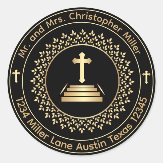 Retouradres Religieuze Cross Envelope Seal Ronde Sticker (Voorkant)