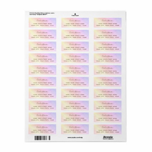 Retouradres Rendy Pastel Rainbow Pattern Etiket (Full Sheet)