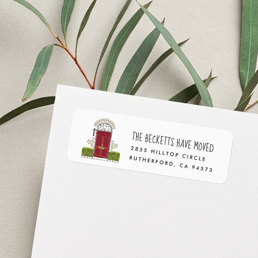 Retouradres rode deur Bewegende aankondiging Etiket