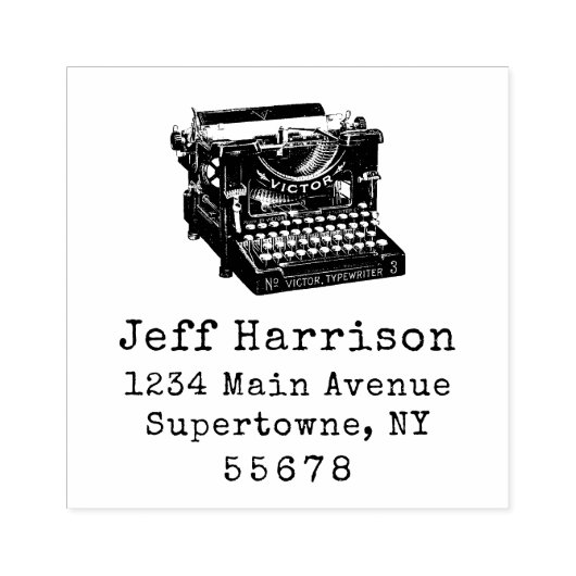Retouradres schrijfmachine 	rubberstempel (Afrduk)