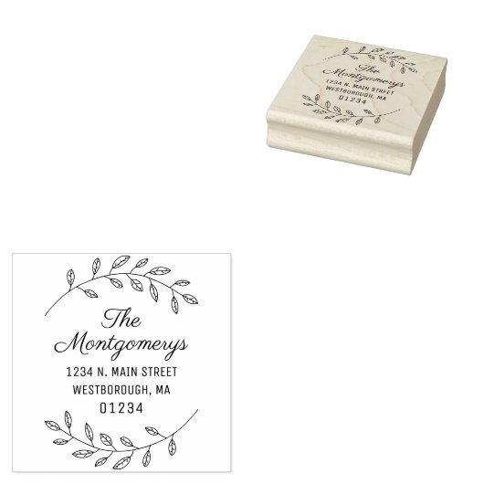 Retouradres Script Botanische Creëer Uw Eigen Rubberstempel (Gestempeld)