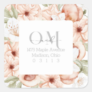 Retouradres   Soft Peach Floral Sticker