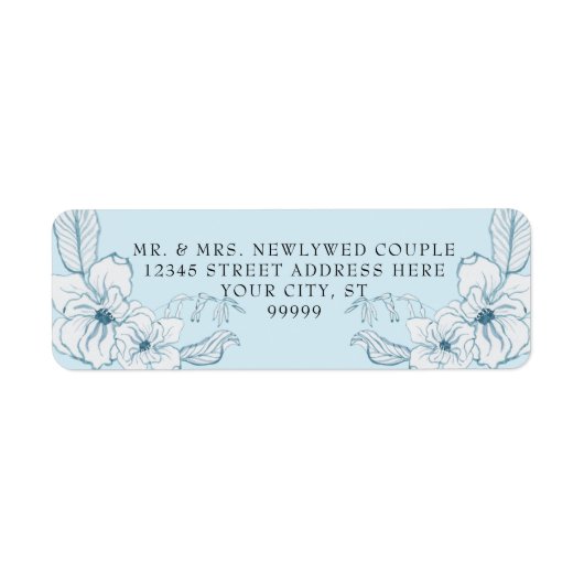 Retouradres Stusty Blue White Waterverf Floral Etiket (Voorkant)