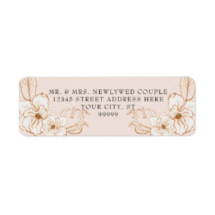 Retouradres Terra Cotta Gold in Pink Floral Etiket