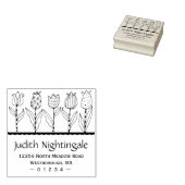 Retouradres Tulip Floral Elegant Script Rubberstempel (Gestempeld)