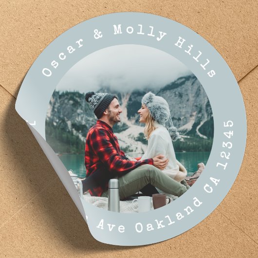 Retouradres Uw foto klassieke ronde sticker