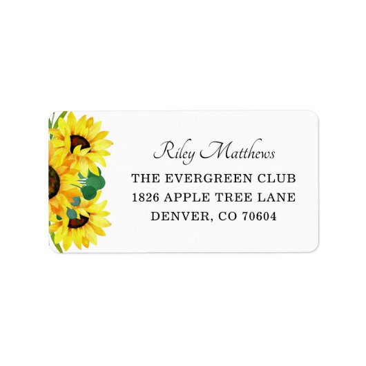 Retouradres van Bright Yellow Sunflower Wedding Etiket (Voorkant)