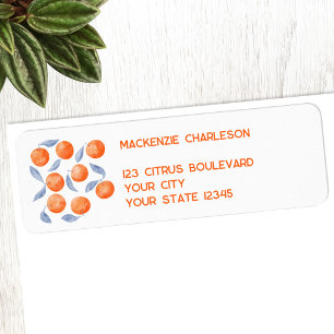 Retouradres van de Waterverf van citrus-Sinaasappe Etiket