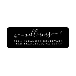 Retouradres van de zwarte Script-serie van legant Etiket