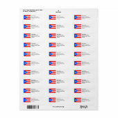 Retouradres van Puerto Rico-vlag Etiket (Full Sheet)
