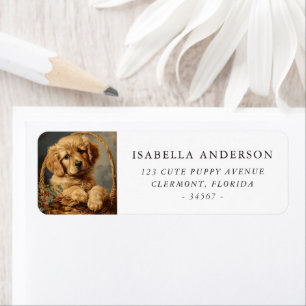 Retouradres Vintage Goud Retriever Puppy Etiket