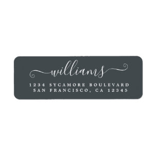 Retouradres voor Elegant Script Off-Black familie Etiket