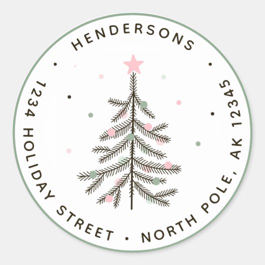 Retouradres voor kerstbomen in pasta ronde sticker (Voorkant)