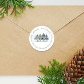 Retouradres Waterverf Pine Tree Custom Ronde Sticker