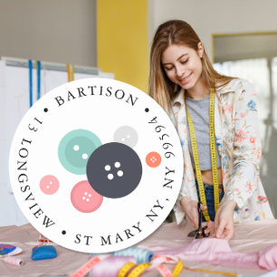 retouradresknoppen naaien Handgemaakt bedrijf Ronde Sticker