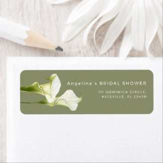 Retouradreslabel Calla Lilies bruidsfeest. Etiket