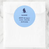 Retouradreslabel met boot ronde sticker (Tas)