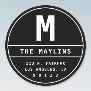  retouradreslabel met monogram ronde sticker