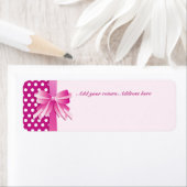 Retouradreslabel met roze stippen en strik etiket (Insitu)