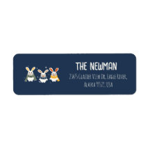 Retouradreslabel met schattig kerstpersonage