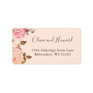 Retouradreslabel met vintage bloemmotief in blosro etiket