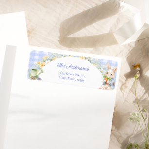 Retouradreslabel voor babyshower met konijn jonget etiket