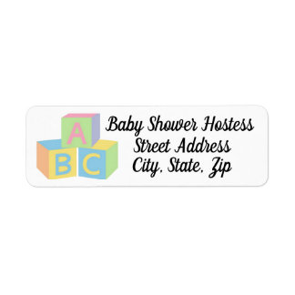 Retouradreslabel voor een baby shower etiket