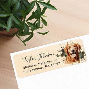 Retouradreslabel voor Golden Retriever-hond Etiket