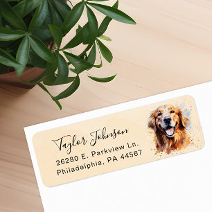 Retouradreslabel voor Golden Retriever-hond Etiket
