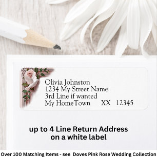 Retouradreslabels, Duiven & Roze Rozen Etiket