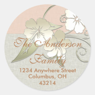 Retouradreslabels :: Golden Hawaiian Flowers Ronde Sticker