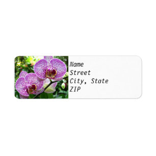 Retouradreslabels - Paarse gevlekte orchideeën. Etiket