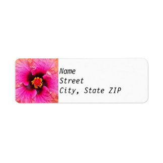 Retouradreslabels - roze hibiscus. etiket