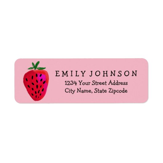 Retouradreslabels Strawberry Design Etiket (Voorkant)